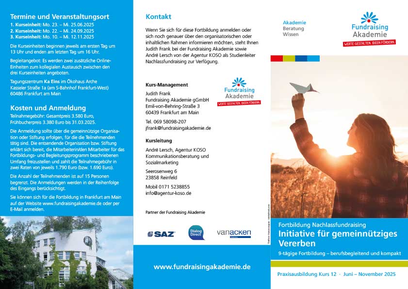 Flyer Nachlassfundraising 2025 Kurs 12